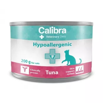 Šlapias kačių ėdalas Calibra VD Cat Hypoallergenic Tuna 200 g pakelis, veterinarinis visaverčias pašaras, be grūdų, be glitimo ir be sojos