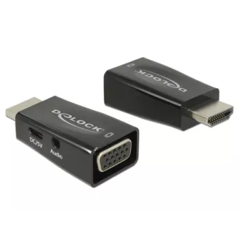 Adapteris DeLOCK 65901 HDMI A (vyriškas) į VGA (moteriška) ir 3,5 mm garso (moteriška) juodas