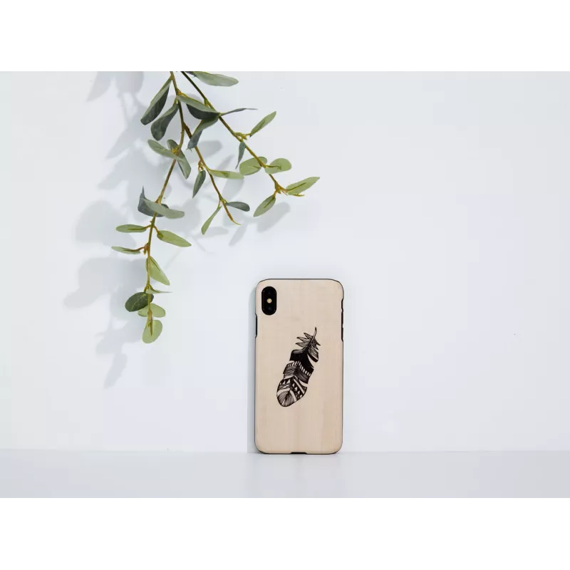 Dėklas iPhone X/XS Indian black – medinis ir polikarbonatinis apsauginis