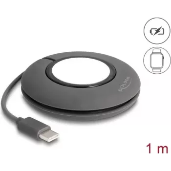 DeLOCK 83019 Įkrovimo stovas Apple Watch ir išmaniesiems laikrodžiams, pilka/balta, silikonas
