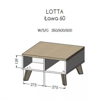 Cama LOTTA 60 Kavos staliukas votano ąžuolas/mat juodas