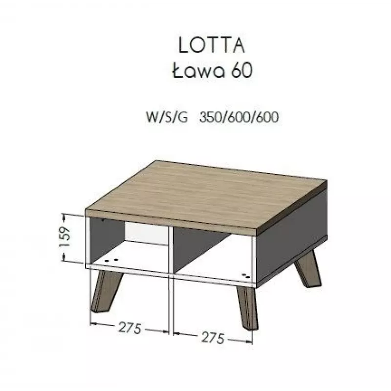 Cama LOTTA 60 Kavos staliukas votano ąžuolas/mat juodas