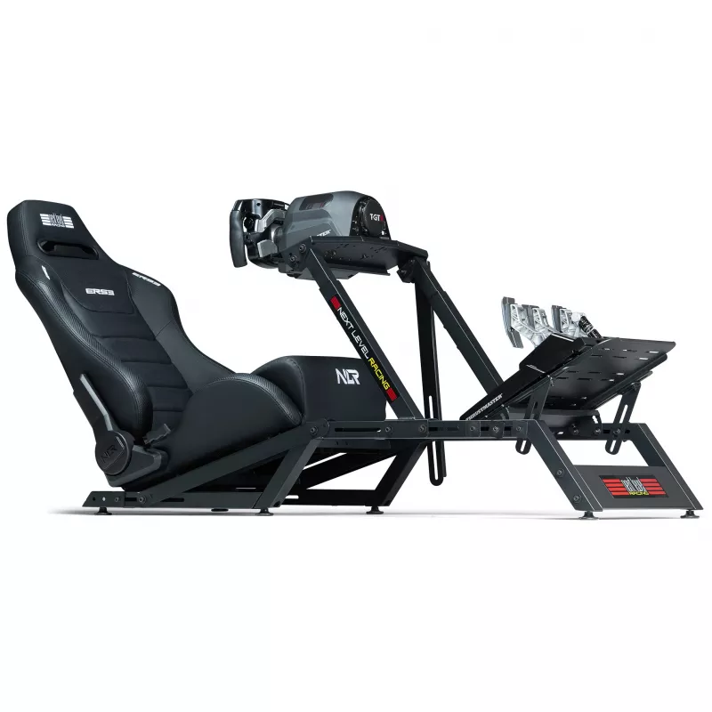 Lenktyninė atlošiama sėdynė Next Level Racing ERS3 Elite Premium – juoda PU oda, atlošiamas atlošas, tinkanti kėbului ir grindims
