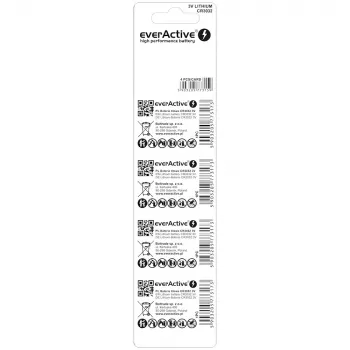 Ličio monetinė baterija everActive CR3032, 3 V, 580 mAh, 4 vnt. pakuotė