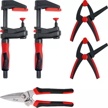 Spaustuvų rinkinys Bessey DIY-SET1-A 5 dalių, įskaitant 4 spaustuvus ir skardos žirkles