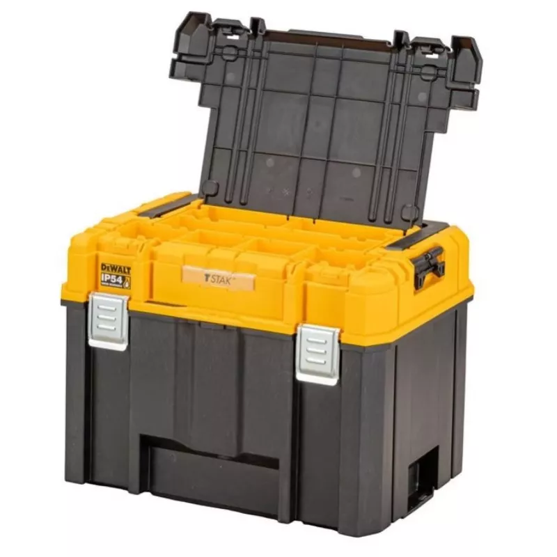 Dėžė įrankiams DeWalt DWST83343-1 – aliuminis/plastikas, vandeniui atspari, su vyriais uždengiamu dangčiu, užrakinama, 1 skyrius, 440×333×323 mm