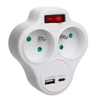 Dvigubas kištukinis lizdas su USB MACLEAN MCE336E, E tipo