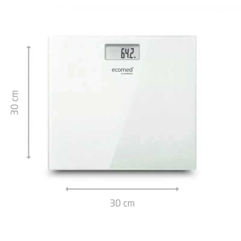 Svarstyklės asmeninės Ecomed by Medisana PS-72E – 150 kg, stiklinė platforma, balta