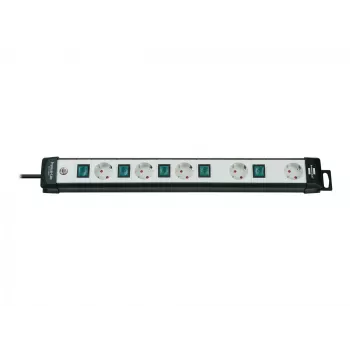 Brennenstuhl Premium-Line Technik 5-fach, 3 m Steckdosenleiste 5-fach schwarz/lichtgrau, 3m H05VV-F 3G1,5, einzeln schaltbar spezielle Steckdosenanord