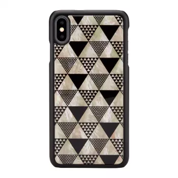 iKins apsauginis dėklas iPhone XS Max – juodas piramidinis raštas, kietas apvalkalas
