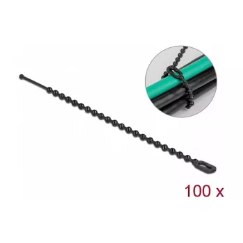 Kabelio raištis su karoliukais DeLOCK 19566 L 100 x W 2,4 mm juodas 100 vnt.