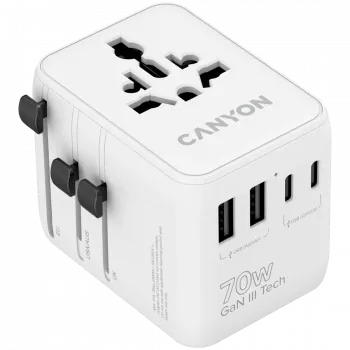 CANYON kelioninis adapteris OnTour 70 EU/UK/US/AUS 70W baltas