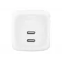 Greitasis AC sieninis įkroviklis Belkin WCH020KQ2MWH-B6 — 2x USB‑C, 2 m integruotas laidas, baltas
