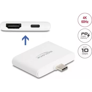DELOCK USB Type-C adapteris į HDMI 4K 60 Hz su duomenimis ir PD 94 W (61087)
