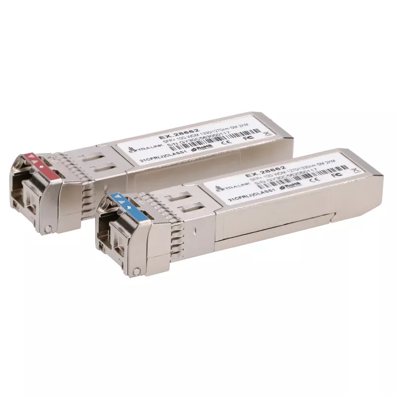 Extralink SFP+ 10G | SFP+ WDM modulis | 10Gbps 1270/1330nm, vienmodis, 2km, pora