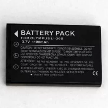 Įkraunama ličio jonų baterija Extra Digital LI-20B 3,7V 1000mAh, skirta Olympus ir kitų gamintojų fotoaparatams