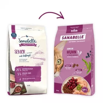 Sausas kačių ėdalas Bosch Sanabelle Life Senior su vištiena ir spanguolėmis, 8 kg, 29% baltymų, 13% riebalų