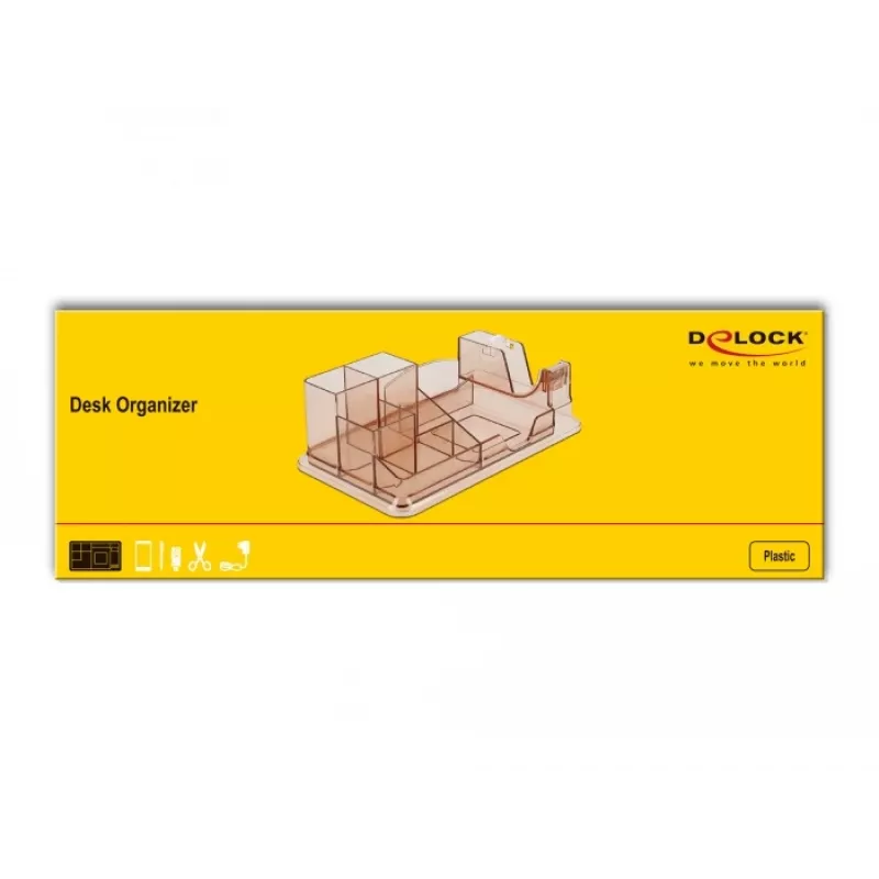 Stalo organizatorius DeLOCK 18341 permatomas rudas plastikas 145x250x85 mm