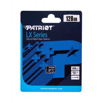 PATRIOT PSF128GMDC10 128 GB MicroSDXC atminties kortelė, UHS-I, Class 10, U1, 80 MB/s, juoda