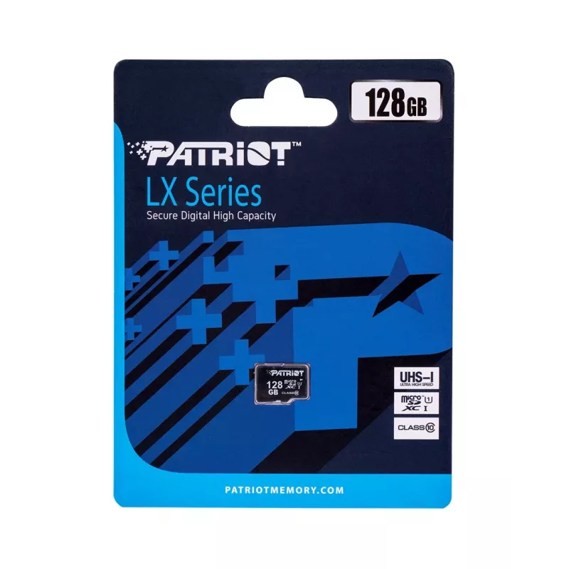 PATRIOT PSF128GMDC10 128 GB MicroSDXC atminties kortelė, UHS-I, Class 10, U1, 80 MB/s, juoda