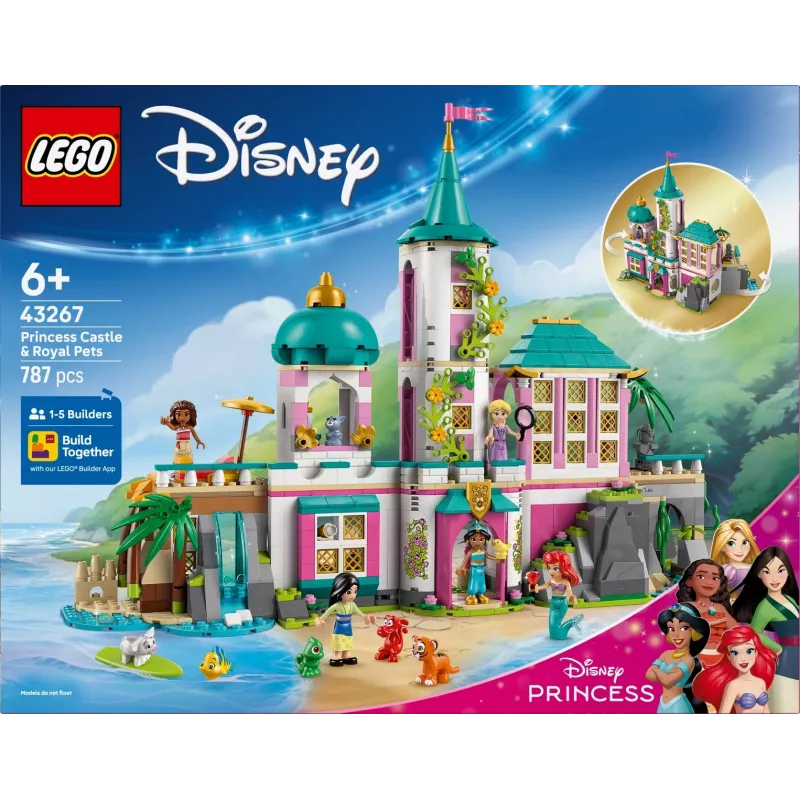 LEGO Disney Princess Pilies ir Karališkųjų augintinių statybinis rinkinys 43267 — 787 detalės, 5 minifigūrėlės, nuo 6 metų, 320×460×100 mm