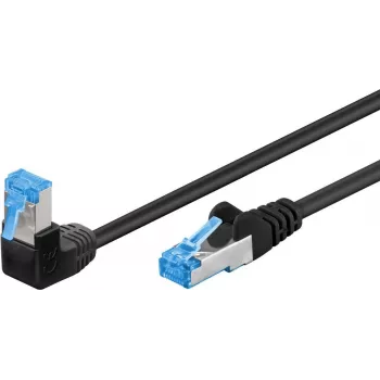 Goobay CAT 6A Patch Laidas 1x 90° kampu, S/FTP (PiMF), Juodas, 3 m - fiksavimo skirtukas viršuje, LSZH Halogen-Free, Varis (51559)