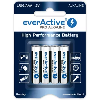 Šarminės baterijos AAA / LR03 everActive Pro – 4 vnt. (blisteris)