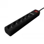 Gembird SPG5-U2-5-02 ilgintuvas su USB įkrovikliu, 5 kištukiniai lizdai, 1,5 m, 2x USB, juodas