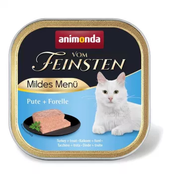 Šlapias kačių ėdalas Animonda Vom Feinsten Turkey & Trout Mild Menu 100 g – be grūdų, 81% drėgmės, 11,2% baltymų