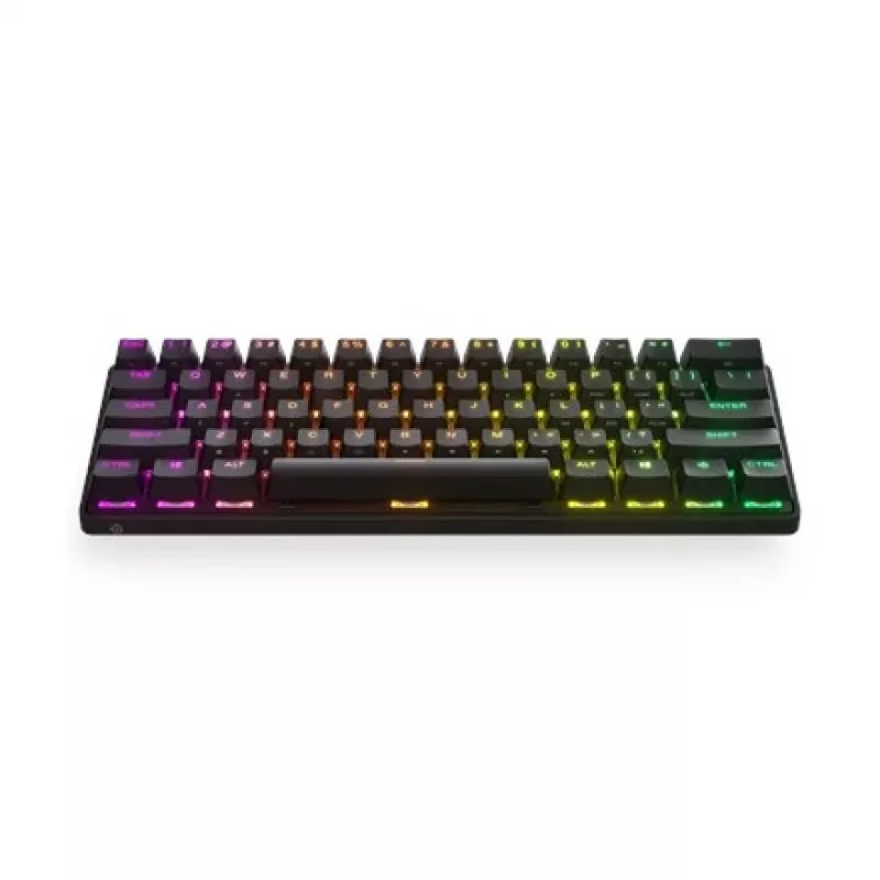 Mechaninė žaidimų klaviatūra STEELSERIES Apex Pro Mini Wireless — 60% formos faktorius, USB + RF belaidis + Bluetooth, QWERTY US, Juoda