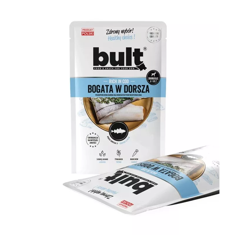 Šlapias šunų ėdalas BULT Rich in cod 100 g paketėlis, suaugusiems šunims, žuvies skonio, be sojos ir glitimo