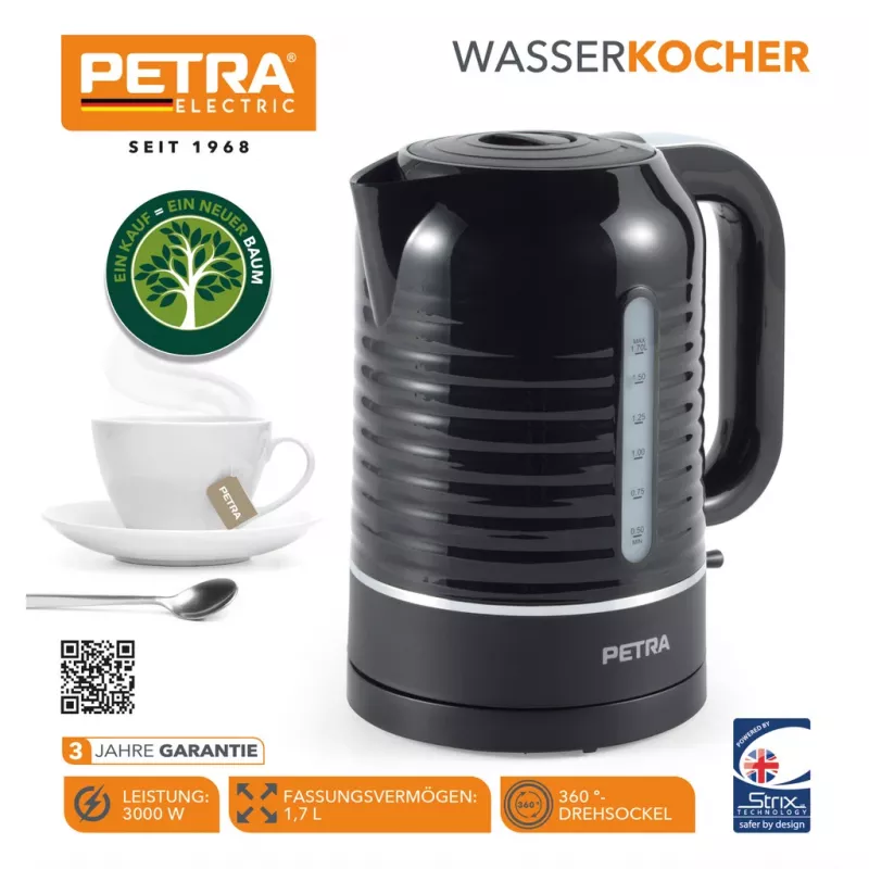 Elektrinis virdulys Petra 1.7L 3KW Juodas