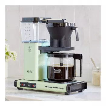 Lašelinė kavos virimo aparatas MOCCAMASTER KBG Select – 1,25 l talpa, 10 puodelių, nerūdijantis plienas, pastelinė žalia