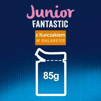 Šlapias kačių ėdalas kačiukams Purina Nestlé Felix Fantastic Junior 85 g pakelis – vištiena