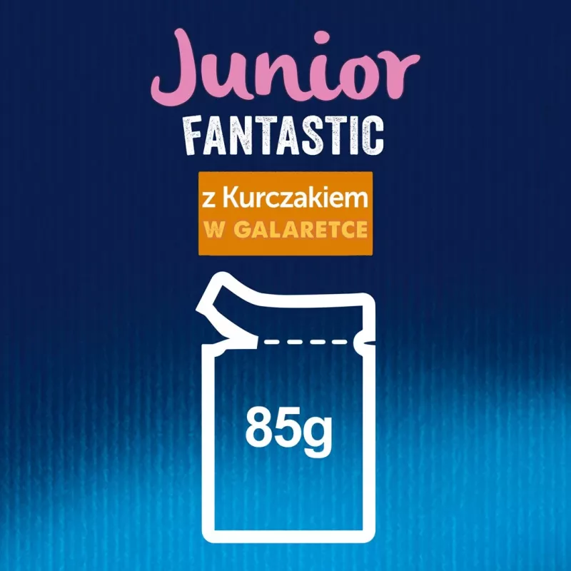 Šlapias kačių ėdalas kačiukams Purina Nestlé Felix Fantastic Junior 85 g pakelis – vištiena