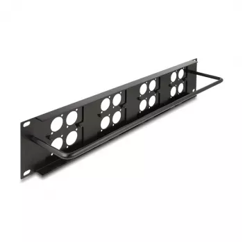 DeLOCK 88195 D tipo 19 colių pataisų skydelis su 4 plokštėmis, 16 prievadų, 2U, juodas