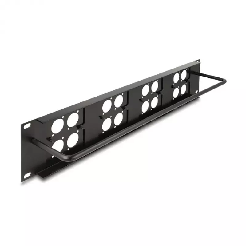DeLOCK 88195 D tipo 19 colių pataisų skydelis su 4 plokštėmis, 16 prievadų, 2U, juodas