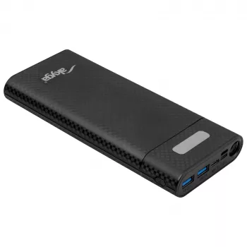 Akyga AK-BC-04 išorinės baterijos korpusas 8x 18650 Li-Ion elementams, 18 W, USB-C + 2x USB-A, LED žibintuvėlis, juodas