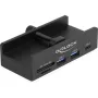 DeLOCK 64263 USB 3.2 Gen 2 šakotuvas su SD kortelių skaitytuvu, 2× USB-A, 1× USB-C, juodas