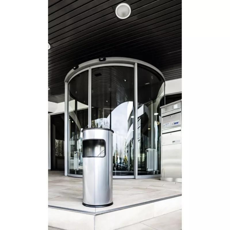 Durable 333023 17 L apvali metalinė šiukšliadėžė su pelenine sidabrinė