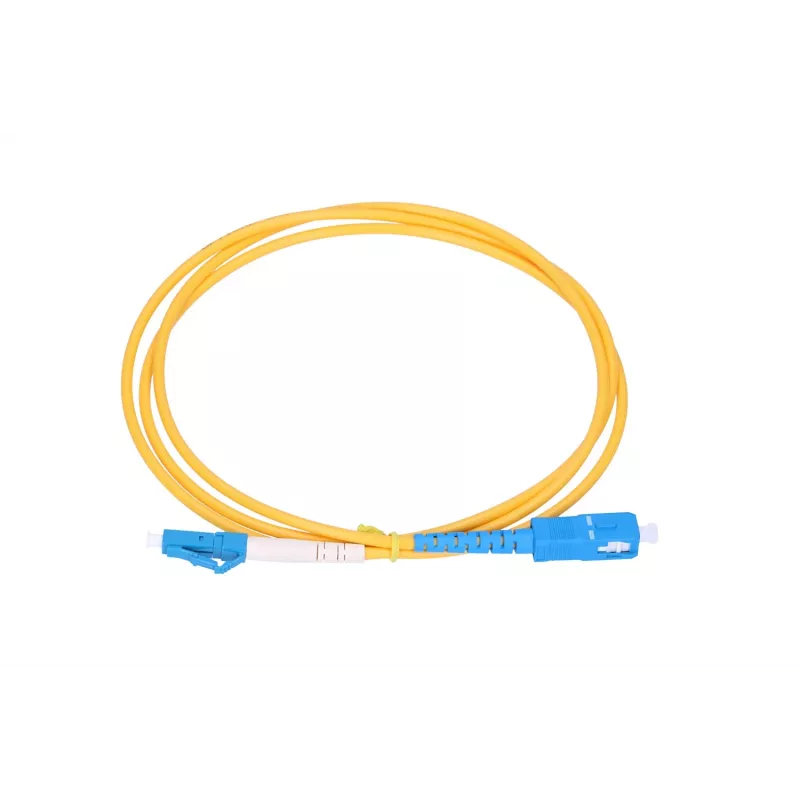 Extralink SC/UPC – LC/UPC vienmodis šviesolaidinis pataikinis kabelis G.657.A1 FTTH 3 mm, 1 m, geltonas