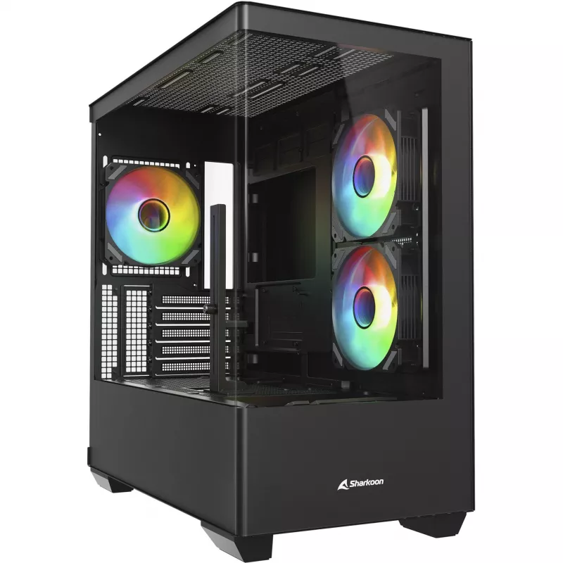 Korpusas Sharkoon Elite Shark CM100 bokštas Micro-ATX, be maitinimo šaltinio, juodas