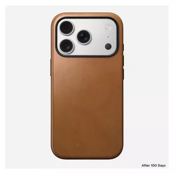 Dėklas telefonui Nomad Modern Leather Case, iPhone 17 Pro, 16 cm (6,3 colio), smėlio spalvos, oda ir PC/TPU