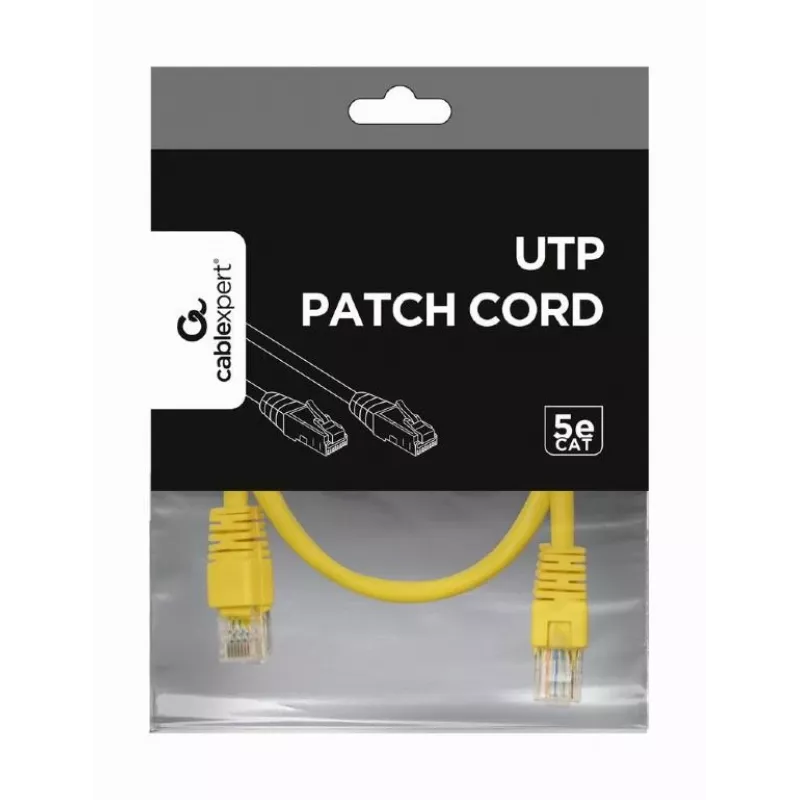 Patch Laidas CAT5E UTP 0,25M/GELTONAS PP12-0.25M/Y Gembird