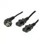 Maitinimo laidas ShiverPeaks 1,8 m, kištukas F (Schuko), 2× IEC C13 lizdas