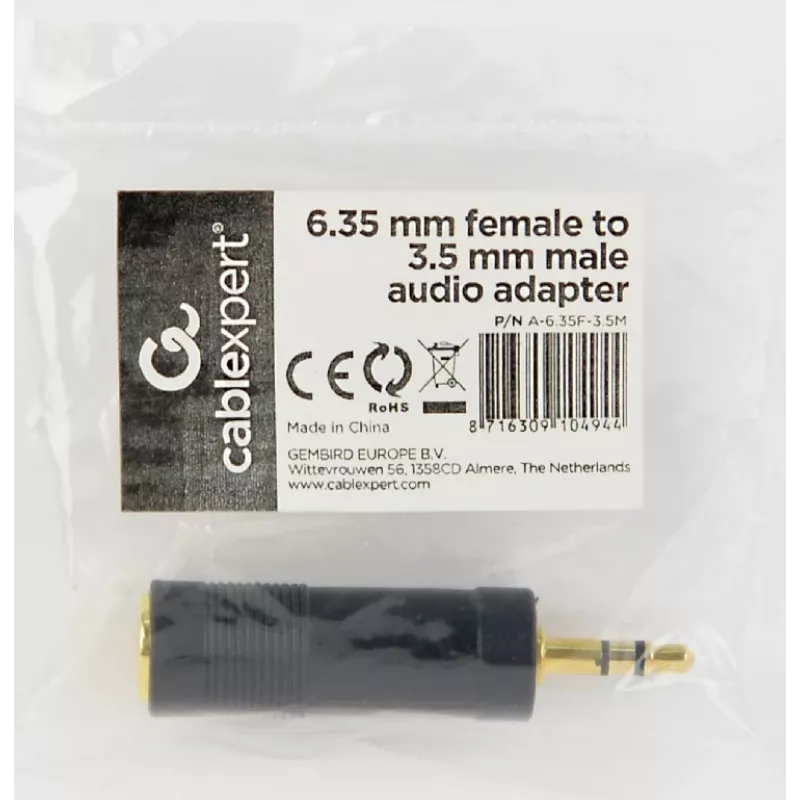 Cablexpert A-6.35F-3.5M garso adapteris 6.35 mm lizdas – 3.5 mm kištukas