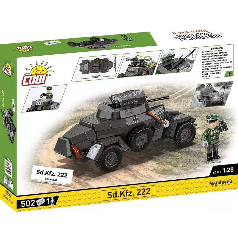 Cobi Blocks Sd.Kfz 222 modelio rinkinys COBI-2657 — 502 kaladėlės