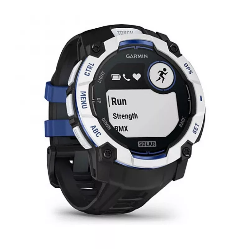 Išmanusis laikrodis GARMIN Instinct 3 3,05 cm (1,2 colio) AMOLED 45 mm 390x390 px liečiamas ekranas Juodas Baltas GPS 4 GB 53 g Silikoninis dirželis