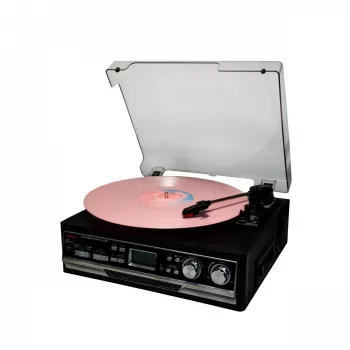 Patefonas AKAI ATT-15SE (modelis ATT-300CC) – diržinė pavara, rankinis valdymas, 33/45 aps./min.