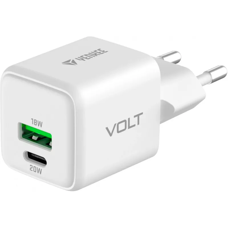 Sieninis USB-C / USB-A įkroviklis YENKEE YAC G38 20W 3A Power Delivery